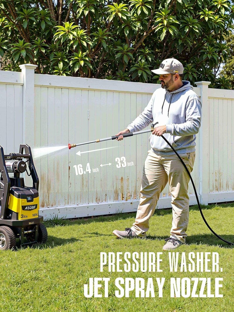 Hamirah Jet Nozzle High Pressure Hose Nozzle, 2025 Upgraded Adjustable Hydro Nozzle Wands 18-33 inch, Garden Water Hose Sprayer with 5 Tips and Hose Quick Connectors for Garden, Floor and Car Washing - Image 2